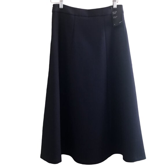 Wilfred Aritzia Meyer Skirt Dark Night Navy A-line High Rise Midi Skirt Size 6 - Picture 7 of 12